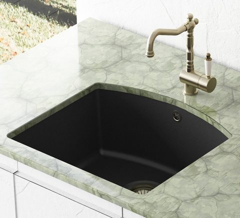Granitový dřez HELIKA SQA103 – ARCA – barva Černá metalíza