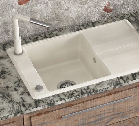 Granitový dřez HELIKA SQB101 – BELLA – barva Mandlová