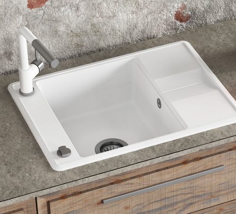 Granitový dřez HELIKA SQB102 – BELLA – barva Alba (bílá)