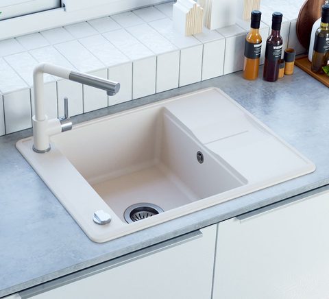 Granitový dřez HELIKA SQB102 – BELLA – barva Silica (světle šedá)