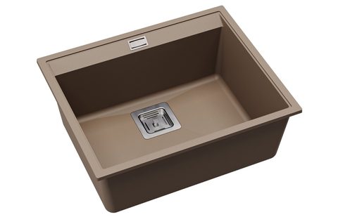 Granitový dřez HELIKA SQD100 – DELICIA – barva Mocha (teplá hnědá)