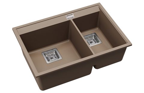 Granitový dřez HELIKA SQD150 – DELICIA – barva Mocha (teplá hnědá)