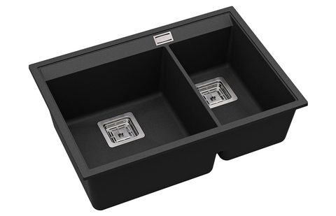 Granitový dřez HELIKA SQD150 – DELICIA – barva Černá metalíza