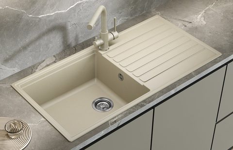 Granitový dřez HELIKA SQK103 – barva Silica (světle šedá)