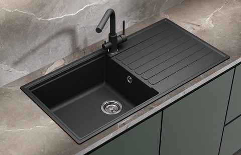Granitový dřez HELIKA SQK103 – barva Černá metalíza