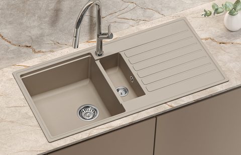 Granitový dřez HELIKA SQK151 – barva Argent (stříbrošedá)