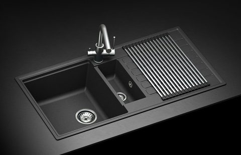 Granitový dřez HELIKA SQK151 – barva Černá metalíza