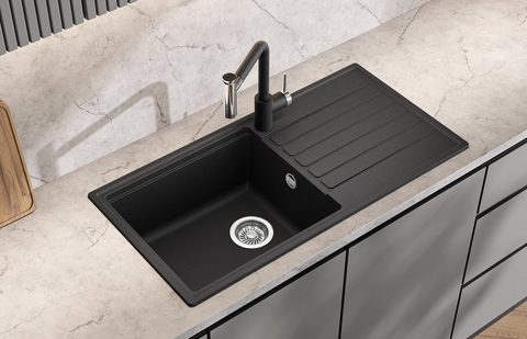 Granitový dřez HELIKA SQK435 – barva Černá metalíza