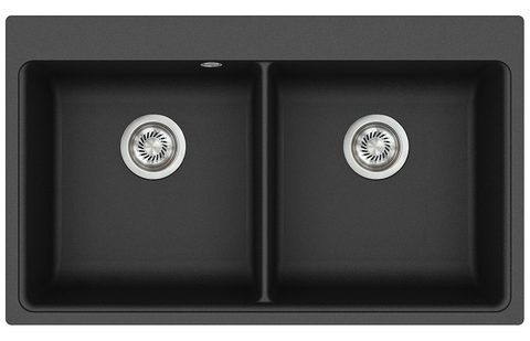 Granitový dřez HELIKA SQM200 – MAGNA – barva Černá metalíza