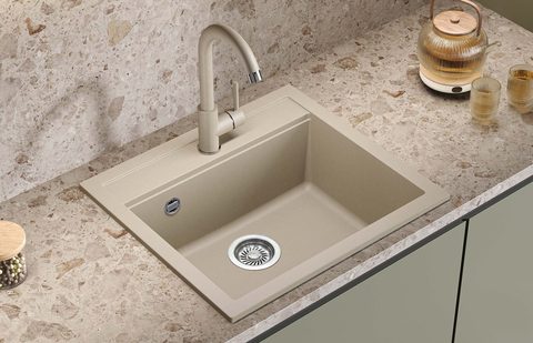 Granitový dřez HELIKA SQQ100 – QUADRO – barva Silica (světle šedá)