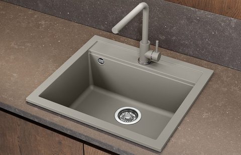Granitový dřez HELIKA SQQ100 – QUADRO – barva Argent (stříbrošedá)