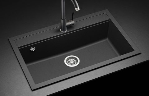 Granitový dřez HELIKA SQQ103 – QUADRO – barva Černá metalíza