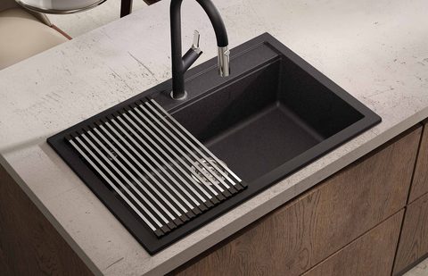 Granitový dřez HELIKA SQQ103 – QUADRO – barva Černá metalíza