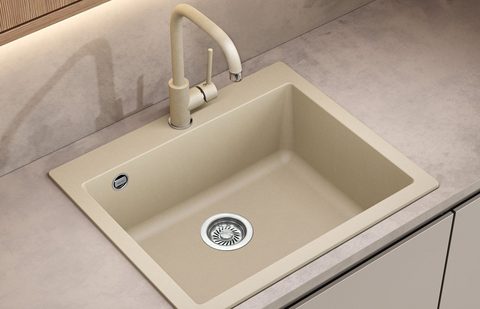 Granitový dřez HELIKA SQS101 – SIMPLEX – v kuchyni