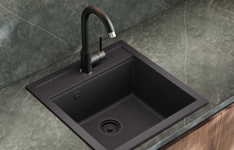 Granitový dřez HELIKA SQT100 – TESA – barva Černá metalíza