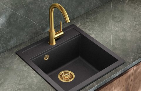 Granitový dřez HELIKA SQT100 – TESA – barva Černá metalíza