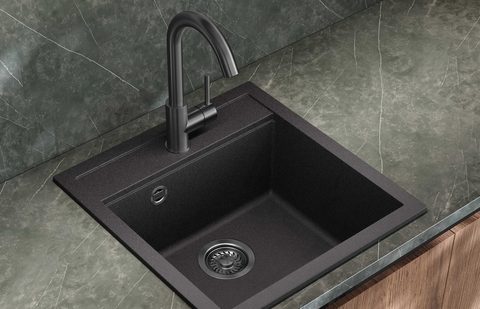 Granitový dřez HELIKA SQT100 – TESA – barva Černá metalíza