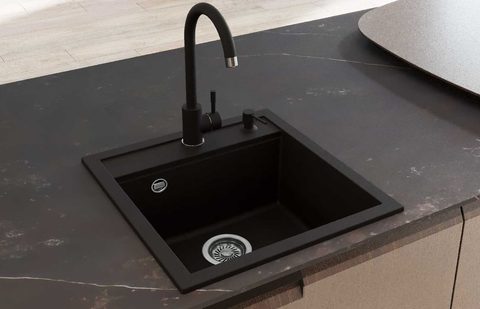 Granitový dřez HELIKA SQT100 – TESA – barva Černá metalíza