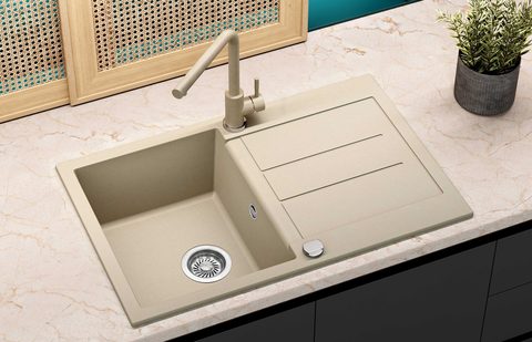 Granitový dřez HELIKA SQT101 – TESA – barva Silica (světle šedá)