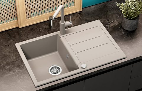 Granitový dřez HELIKA SQT101 – TESA – barva Argent (stříbrošedá)