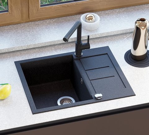 Granitový dřez HELIKA SQT102 – TESA – barva Černá metalíza