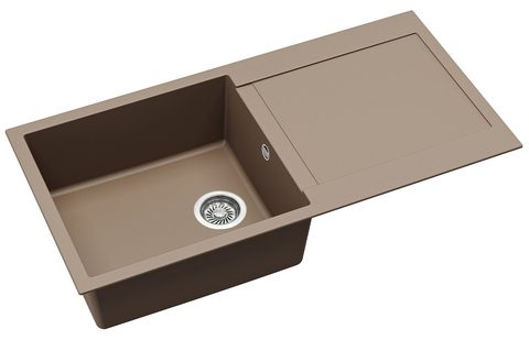 Granitový dřez HELIKA SQT103 – TESA PLUS – barva Mocha (teplá hnědá)