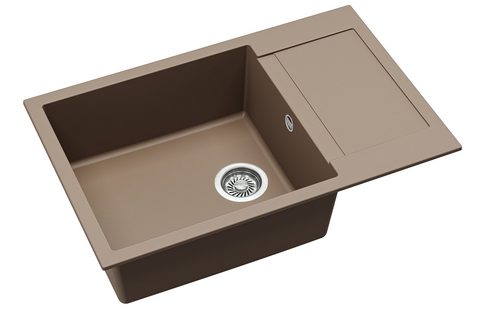 Granitový dřez HELIKA SQT105 – TESA PLUS – barva Mocha (teplá hnědá)