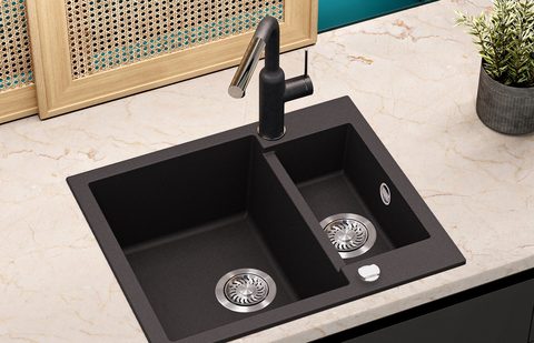 Granitový dřez HELIKA SQT150 – TESA – barva Černá metalíza
