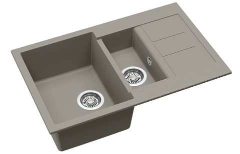 Granitový dřez HELIKA SQT151 – TESA – barva Argent (stříbrošedá)