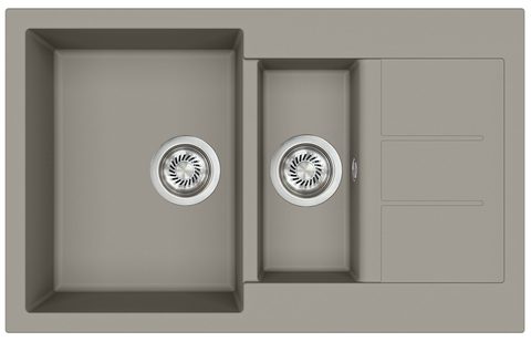 Granitový dřez HELIKA SQT151 – TESA – barva Argent (stříbrošedá)