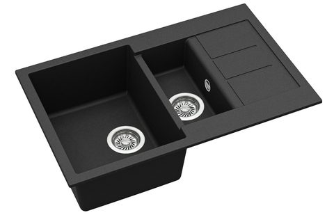 Granitový dřez HELIKA SQT151 – TESA – barva Černá metalíza