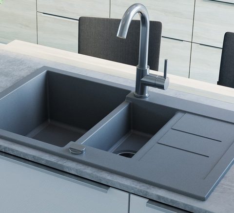 Granitový dřez HELIKA SQT151 – TESA – barva Alumetalíza (šedá)