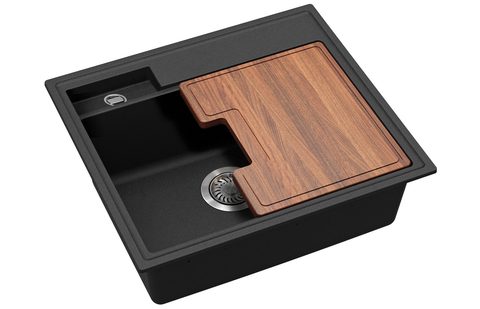 Granitový dřez HELIKA SQU100 – QUADRO – barva Černá metalíza