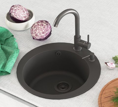 Granitový dřez HELIKA SR100 – CLARUS – barva Černá metalíza