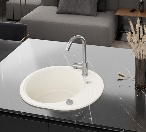 Granitový dřez HELIKA SR102 – CLARUS – barva Alba (bílá)